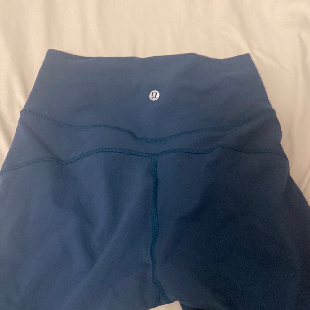 Lululemon leggings blue and has lol go in size 2